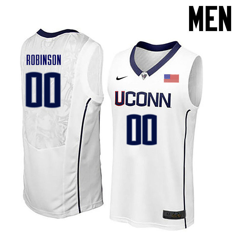 Men Uconn Huskies #00 Clifford Robinson College Basketball Jerseys-White